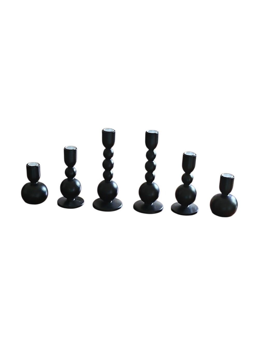 6 Piece Vintage Inspired Rubberwood Candle Stick Holders - Picture 5 of 5